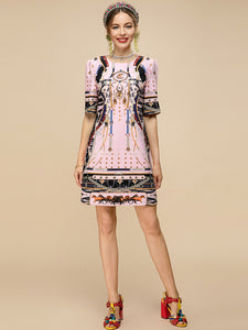 Race horses embellished mini dress