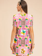 Load image into Gallery viewer, Zesty beaded Lemon with tile pattern embellished mini dress