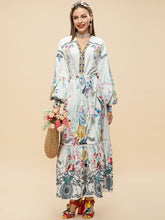 Load image into Gallery viewer, Sweetness Lantern sleeve flower print with embellishments maxi dress