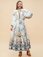 Load image into Gallery viewer, Sweetness Lantern sleeve flower print with embellishments maxi dress