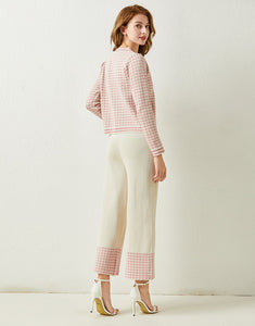 Sugar Pink Dogtooth knitted Twosie set