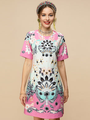 Pink blossom embellished dress
