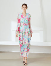 Load image into Gallery viewer, Vivid floral maxi dress with belt