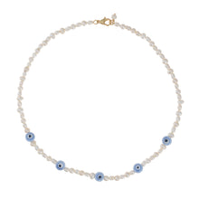 Load image into Gallery viewer, NEW! Evil Eye Pearl Choker by TALIS CHAINS