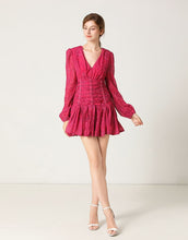 Load image into Gallery viewer, Fuchsia lace up mini dress