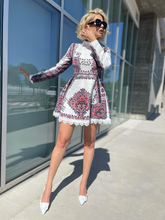 Load image into Gallery viewer, White High Neck Skater Dress