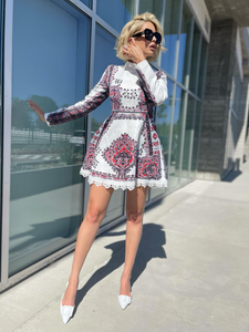 White High Neck Skater Dress