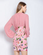 Load image into Gallery viewer, Dusky Pink floral long sleeve mini dress