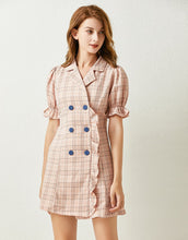 Load image into Gallery viewer, Pink Checked mini dress with belt