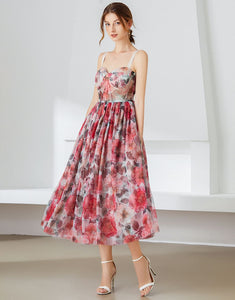 Faded rose bralette style midi dress