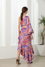 Load image into Gallery viewer, Maroon magic asymmetric midaxi dress