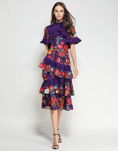 purple dress with floral print sample sale