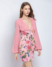 Load image into Gallery viewer, Dusky Pink floral long sleeve mini dress