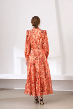 Load image into Gallery viewer, Tangy Orange floral maxi dress