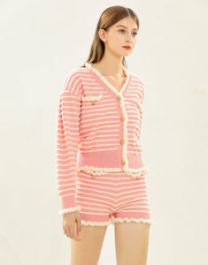Shell- pink striped two piece set
