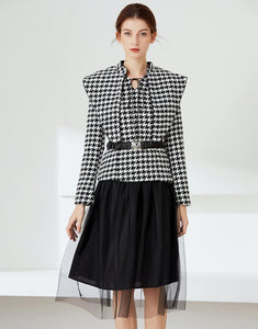 black and white patterned dress sample sale