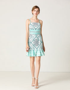 Turquoise square neck strappy dress  sample sale