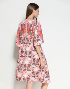 flamingo pink printed dress sample sale
