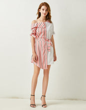 Load image into Gallery viewer, The Candy Stripe Clash asymmetric dress