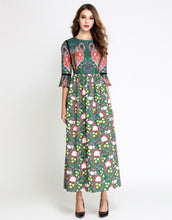 Load image into Gallery viewer, Green / Multi Print Flamingo Maxi Dress