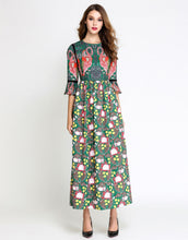 Load image into Gallery viewer, Comino Couture Green / Multi Print Flamingo Maxi Dress