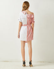 Load image into Gallery viewer, The Candy Stripe Clash asymmetric dress