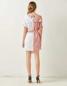 The Candy Stripe Clash asymmetric dress