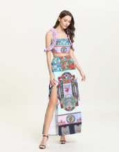Load image into Gallery viewer, Lilac Angels assemble off - shoulder mini crop top and high waist split skirt