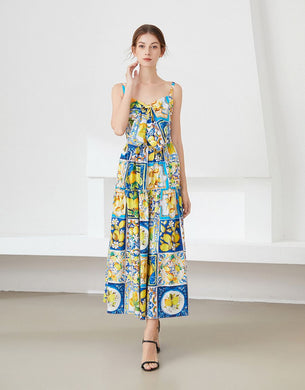*NEW When life gives you lemons strappy midi dress
