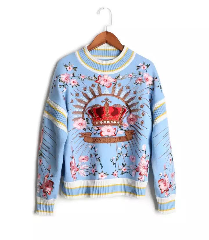 Crown of Love sky blue jumper