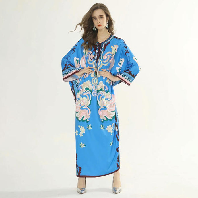 Azure Blossom Maxi Dress