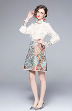 Load image into Gallery viewer, Lace with rustic mixed print mini dress