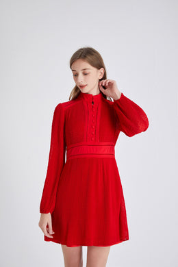 Crimson button up mini dress