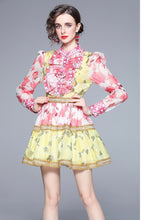 Load image into Gallery viewer, Two tone bright floral mini dress