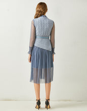 Load image into Gallery viewer, Dainty Blue knitted vest and Sheer pleated dress *WAS £75*