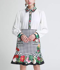 Checkerboard flowers two piece set *WAS £125*