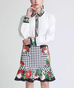 Checkerboard flowers two piece set *WAS £125*