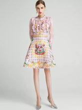 Load image into Gallery viewer, Coat of arms pink lace skater dress