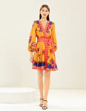 Load image into Gallery viewer, Fiery floral long sleeve mini dress