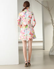 Load image into Gallery viewer, Pastel printed high neck tied long sleeve dress sample sale