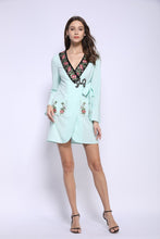 Load image into Gallery viewer, Mint embellished deep v neckline wrap dress