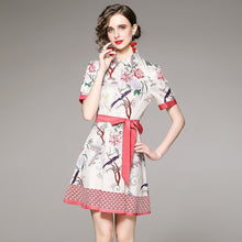 Load image into Gallery viewer, Birds in the trees mini dress with tie