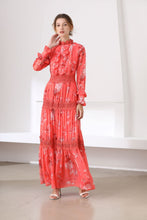 Load image into Gallery viewer, Fluorescent coral high neck maxi dress