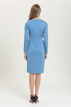 Load image into Gallery viewer, blue dress with yellow and red border sample sale