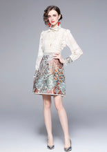 Load image into Gallery viewer, Lace with rustic mixed print mini dress