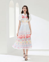 Load image into Gallery viewer, Tulip &amp; flowers patterned maxi dress