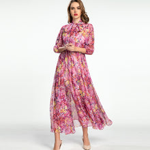 Load image into Gallery viewer, Flaunting flowers midi dress with bow tie