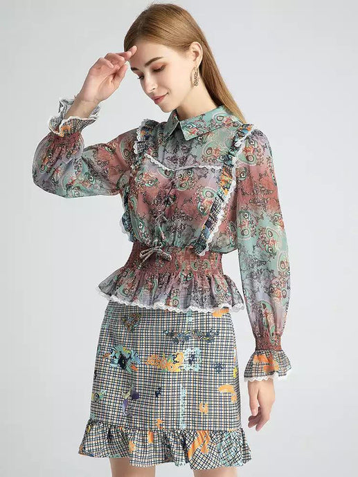 Grid watercolour two piece set