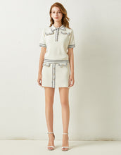 Load image into Gallery viewer, Black and white cubed tennis knitted twosie set