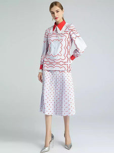 Red Heart polka print two piece set *WAS £150*